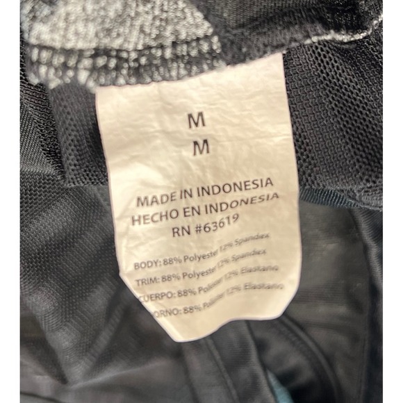 BEBE Sport, Sheer Black Stripe Black Sports Bra, BEBE Crystal Spellout, Size M - Picture 7 of 7